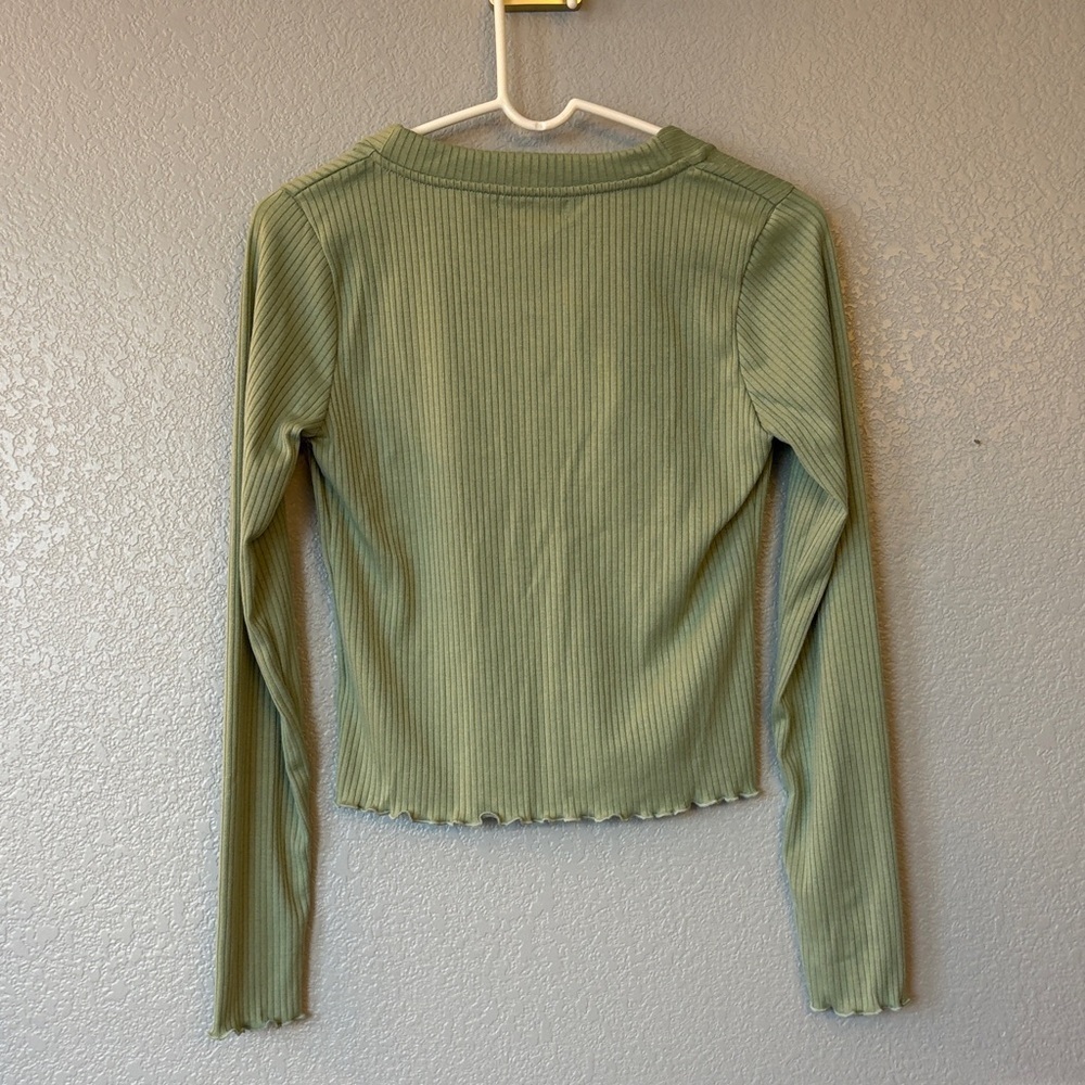 Lost + Wander Olive Ribbed Button-Down Top - Picture 9 of 9